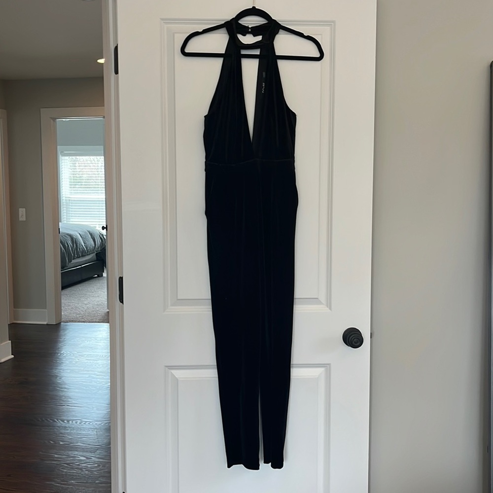 Velvet black jumpsuit.